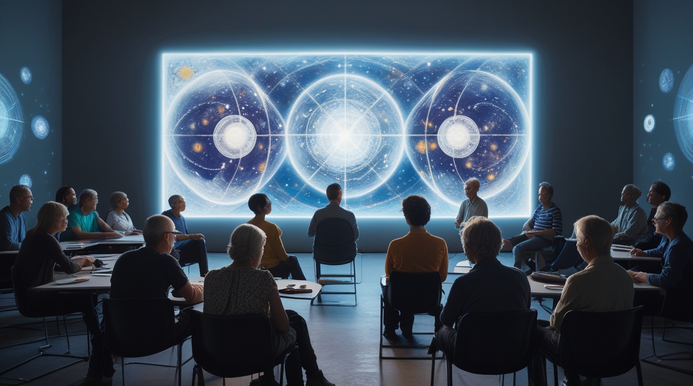 Classroom with cosmic diagram