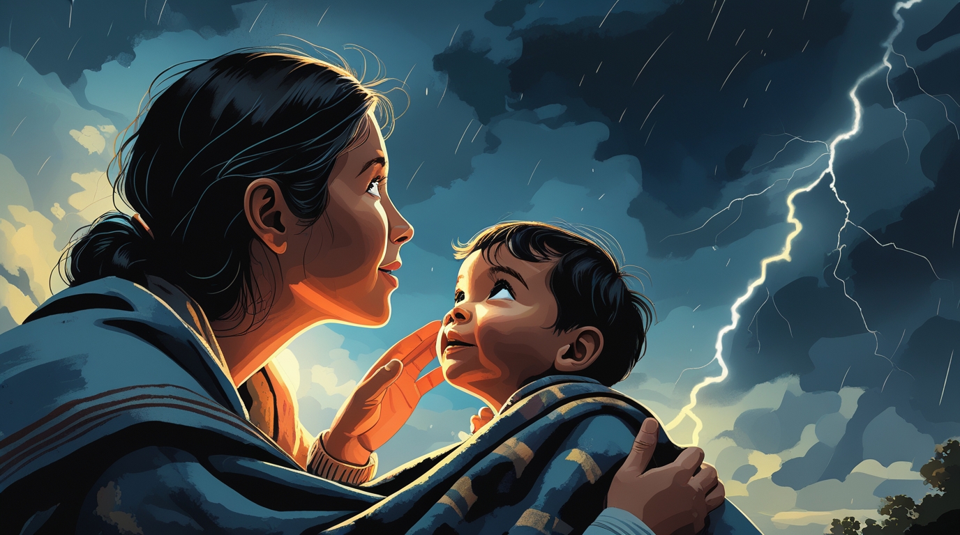 Parent comforting child